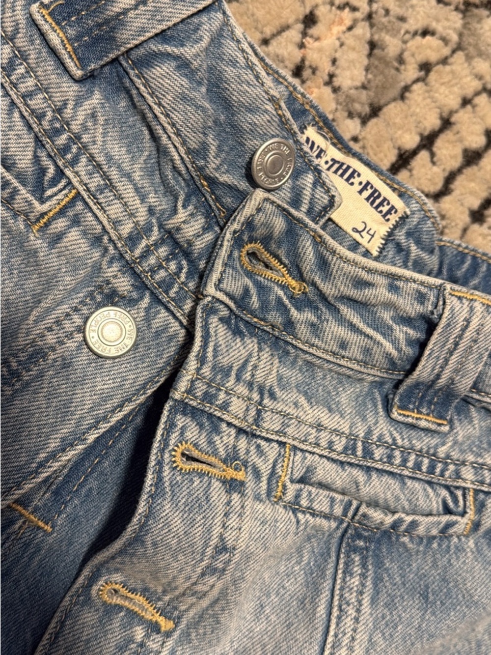Free People faded light blue high-waist denim jeans